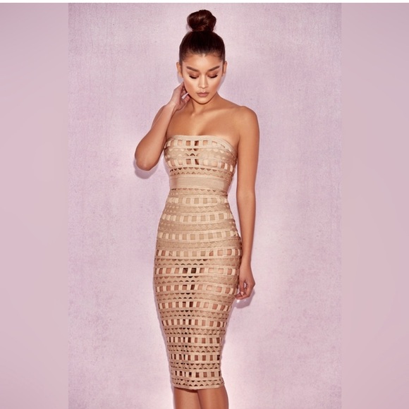 House of CB Beige Demelza Bandage Dress - Picture 1 of 15
